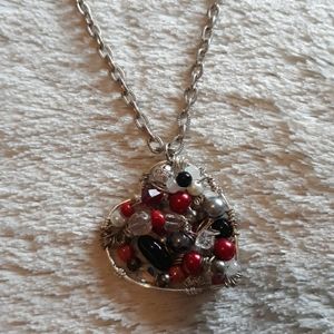 DONATED 6/30/2024 - OOAK Eclectic Beaded Heart Necklace Love Pendant Kiss Gift